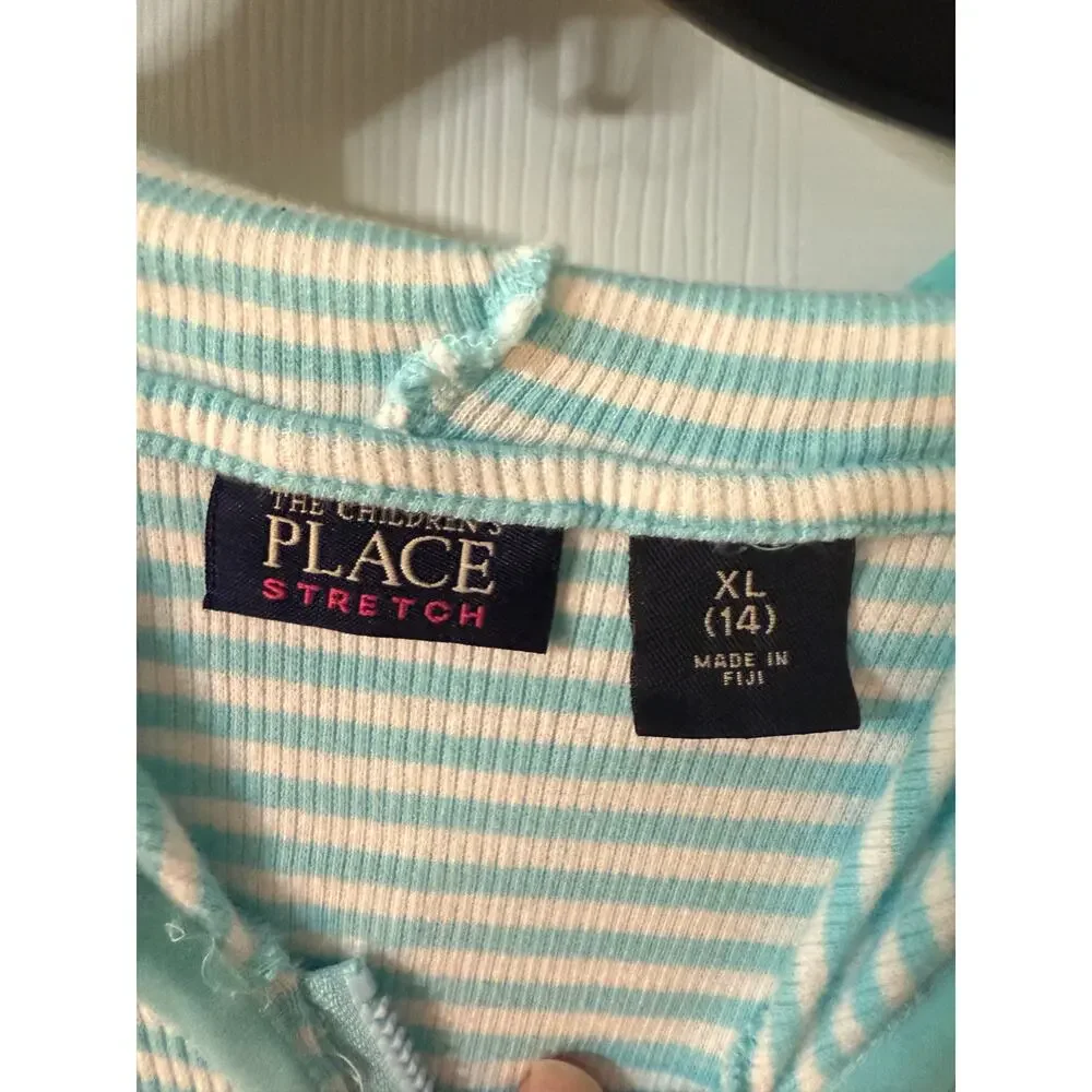 The Children's Place Y2K Girls Size 14 Blue Stripped‎ Jacket with Hood